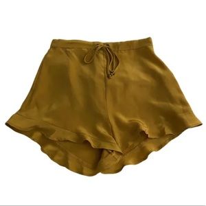 STONE COLD FOX - Mustard Silk Shorts - Size 1 XS/S